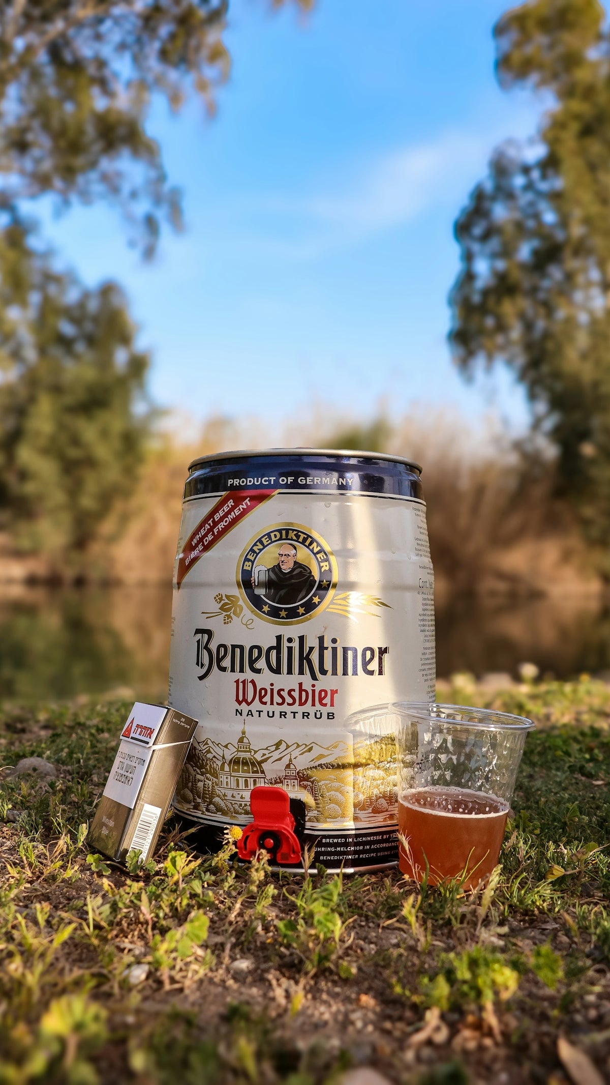 Beer, cigarettes and a beautiful outdoor view